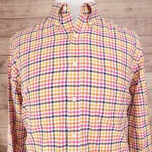 BOBBY JONES COLORFUL GINGHAM CHECK BUTTON DOWN SHIRT MENS SIZE XL